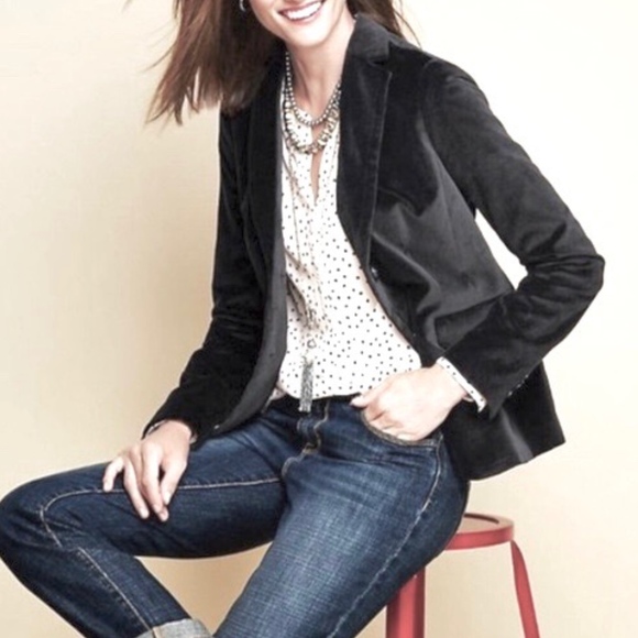 Talbots Jackets & Blazers - Talbots Black Velvet Button Front Military Blazer